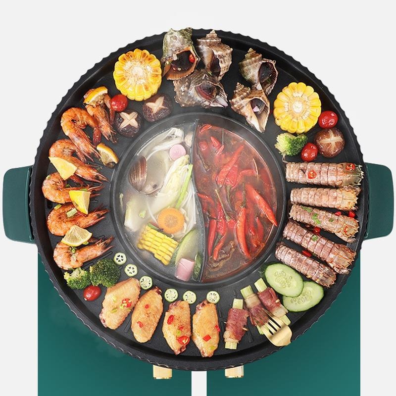 Hot Pot Electric - 1600W Electric Multi-Cooker with Non-Stick Grill